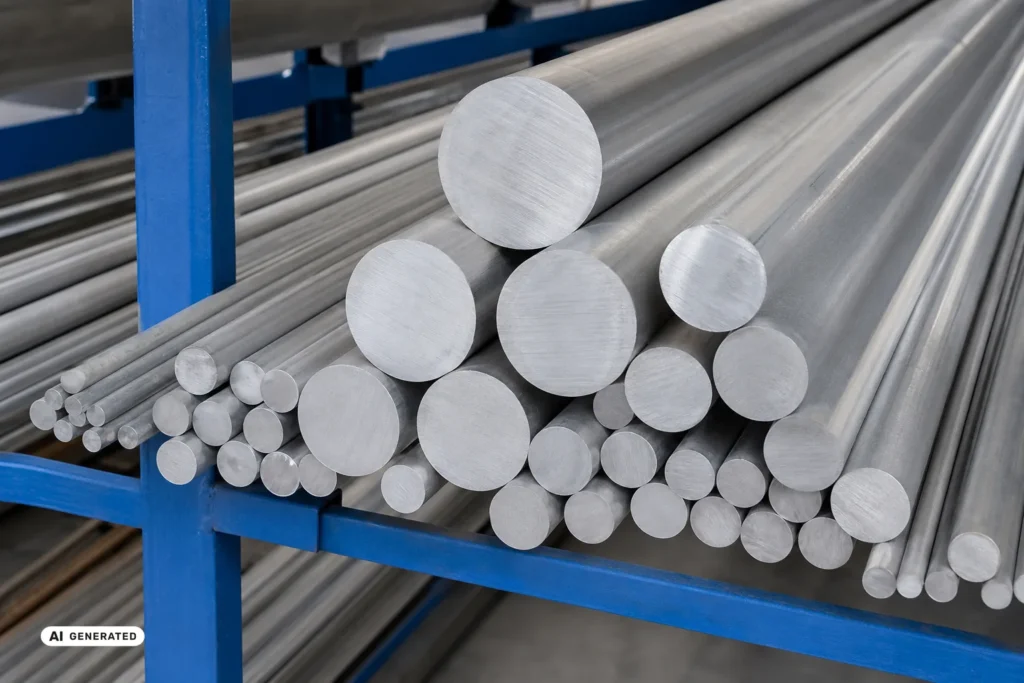 Bündel Aluminium-Rundstäbe in verschiedenen Durchmessern